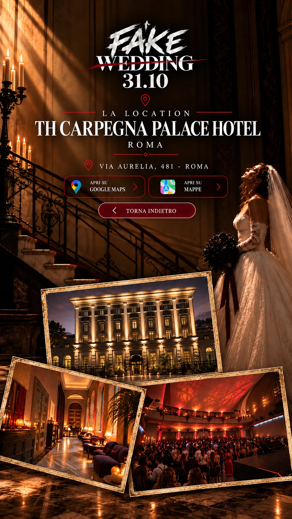 Fake Wedding 31.10. La location: TH Carpegna Palace Hotel, Via Aurelia 481, Roma