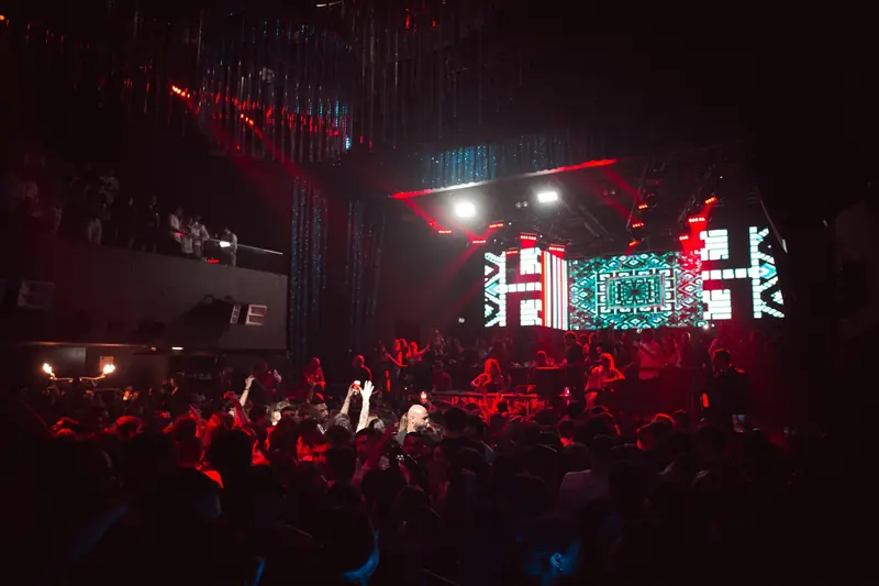 La folla davanti al LED wall