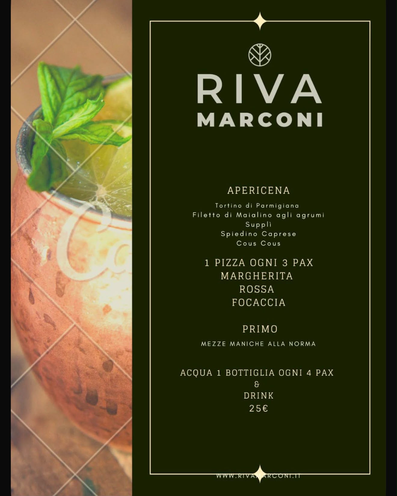 Menu apericena Riva Marconi