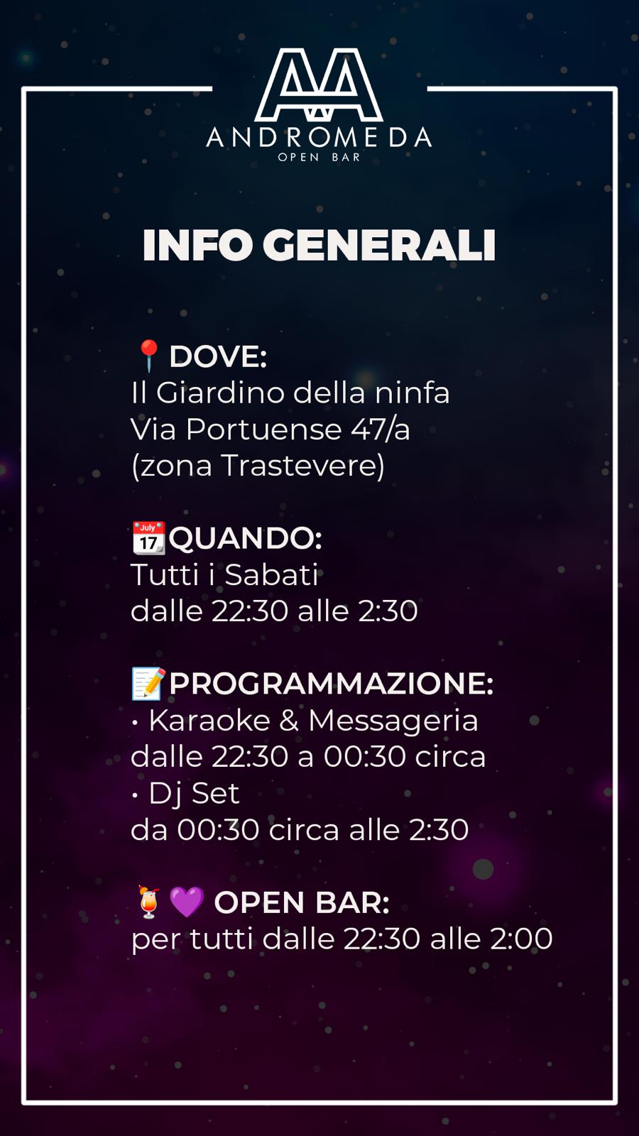 Info generali AndromedA Open Bar